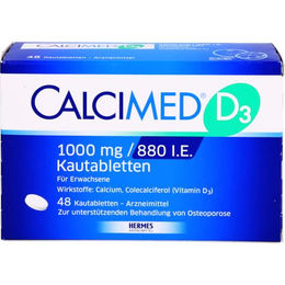 Calcimed D3 von Hermes Arzneimittel mit 880 I.E. und 1000 mg Carbonat Lutschtabletten 48 Stück – Bild 1 von 3