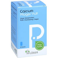 Produktbild von Calcium Pflüger PUR Calcium Kapseln 100 mg 90 Stück vegan glutenfrei laktosefrei ohne Zusatzstoffe