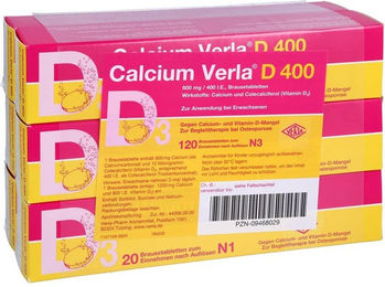 Calcium Verla D 400 Brausetabletten mit Calcium und Vitamin D3, vegetarisch, gluten- und laktosefrei – Bild 1 von 3