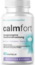 Calmfort Nahrungsergänzungsmittel mit Guarana, Grünem Tee, Himbeerketon und Grünem Kaffee – 60 Kapseln – Pflanzlicher Ursprung ohne Zusatzstoffe – Bild 1 von 2