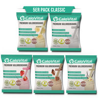 Produktbild von CaloVital Hochkalorische Trinknahrung Probierpaket Classic, 5 x 50 g Pulver, glutenfrei und ohne Aspartam