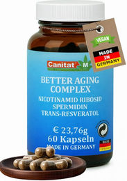 Canitat Better Aging Complex NAD+ mit Nicotinamid Ribosid, Trans-Resveratrol und Spermidin Kapseln 60 Stück – Bild 1 von 3