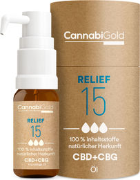 CannabiGold Relief 15 CBD und CBG Öl ohne Zusatzstoffe – Bild 1 von 2