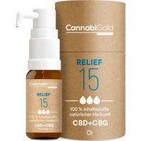 Produktbild von CannabiGold Relief 15 CBD und CBG Öl ohne Zusatzstoffe