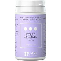 Produktbild von CARI Nutrition Folat 5-MTHF Kapseln 180 Stück glutenfrei und laktosefrei für Frauen sowie Schwangere und Stillende