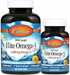 Carlson Laboratories Elite Omega-3 Kapseln Zitrone 1600 mg 120 Kapseln – Bild 1 von 4