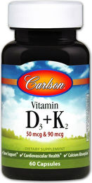 Carlson Labs Vitamin D3 + K2 Kapseln 60 Stück – Bild 1 von 1