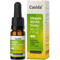 Produktbild von Casida Vitamin D3 K2 Tropfen für Kinder vegan mit Flechten