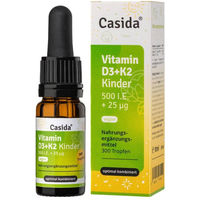 Produktbild von Casida Vitamin D3 K2 Tropfen für Kinder vegan mit Flechtenextrakt