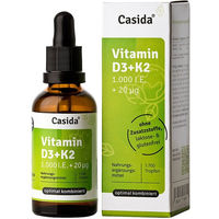 Produktbild von Casida Vitamin D3 K2 Tropfen hochdosiert vegan 1000 IE 50 ml