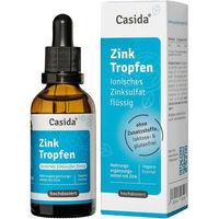 Produktbild von Casida Zink Tropfen mit ionischem Zinksulfat vegan und ohne Zusatzstoffe 50 ml