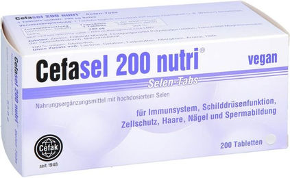 Cefasel 200 nutri Selen-Tabletten mit Natriumselenit, vegan, laktosefrei und glutenfrei, 200 Stück – Bild 1 von 1