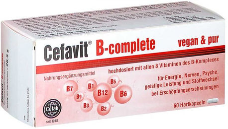 Cefavit B complete B-Komplex vegane Hartkapseln glutenfrei und laktosefrei für Erwachsene 60 Kapseln – Bild 1 von 1