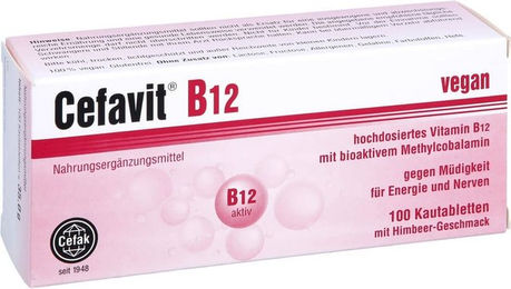 Cefavit B12 Lutschtabletten vegan glutenfrei ohne Gelatine 100 Stück – Bild 1 von 1