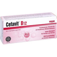 Produktbild von Cefavit B12 Lutschtabletten vegan glutenfrei ohne Gelatine 100 Stück