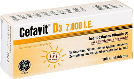 Cefavit D3 7000 IE Filmtabletten vegetarisch laktosefrei glutenfrei für Erwachsene und Kinder – Bild 1 von 1