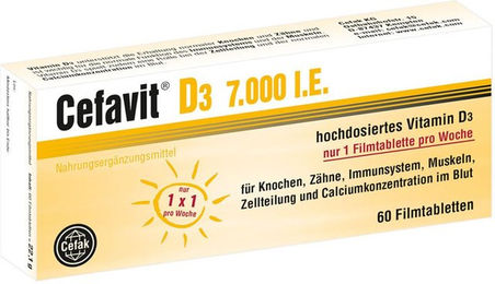 Cefavit D3 7000 IE Tabletten 60 Stück für Erwachsene und Kinder – Bild 1 von 1