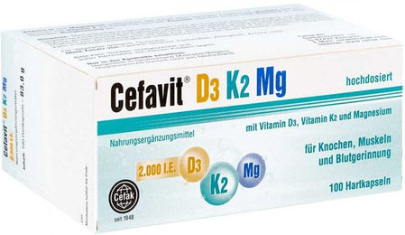 Cefavit D3 K2 Magnesium 2000 IE Kapseln vegetarisch glutenfrei 100 Stück – Bild 1 von 1
