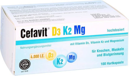 Cefavit D3 K2 Magnesium 4000 IE Kapseln 100 Stück vegan vegetarisch glutenfrei ohne Gelatine – Bild 1 von 1