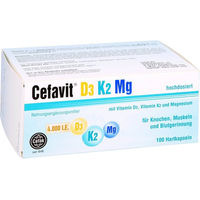 Produktbild von Cefavit D3 K2 Magnesium 4000 IE Kapseln 100 Stück vegan vegetarisch glutenfrei ohne Gelatine