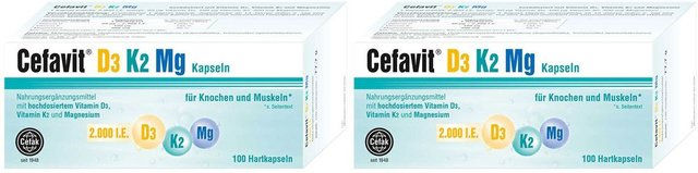 Cefavit D3 K2 Magnesium Kapseln vegan glutenfrei für Erwachsene und Kinder – Bild 1 von 1