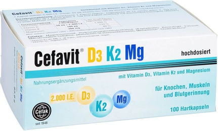 Cefavit D3 K2 Mg 2000 IE Kapseln 100 Stück vegan vegetarisch glutenfrei – Bild 1 von 1