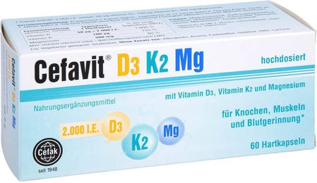 Cefavit D3 K2 Mg 2000 IE Kapseln 60 Stück vegan vegetarisch glutenfrei – Bild 1 von 1