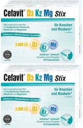 Cefavit D3 K2 Mg 2000 IE Sticks vegan glutenfrei für Erwachsene und Kinder – Bild 1 von 1