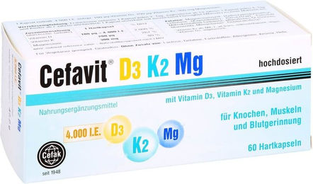 Cefavit D3 K2 Mg 4000 IE Kapseln 60 Stück vegan vegetarisch glutenfrei ohne Gelatine – Bild 1 von 1