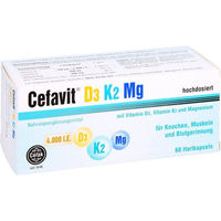 Produktbild von Cefavit D3 K2 Mg 4000 IE Kapseln 60 Stück vegan vegetarisch glutenfrei ohne Gelatine
