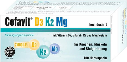 Cefavit D3 K2 Mg 7.000 IE Kapseln vegan vegetarisch 100 Stück – Bild 1 von 1