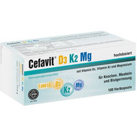 Produktbild von Cefavit D3 K2 Mg 7000 IE Hartkapseln vegan glutenfrei für Erwachsene und Kinder 100 Stück