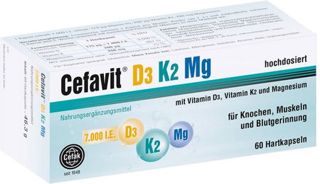 Cefavit D3 K2 Mg 7000 IE Hartkapseln vegan glutenfrei für Erwachsene und Kinder 60 Kapseln – Bild 1 von 1