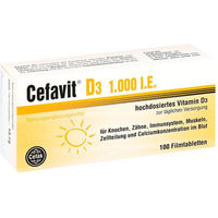 Produktbild von Cefavit Vitamin D3 1000 IE Filmtabletten vegetarisch laktosefrei glutenfrei für Erwachsene und Kinder