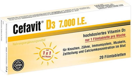 Cefavit Vitamin D3 7000 IE Filmtabletten für Erwachsene und Kinder – Bild 1 von 1