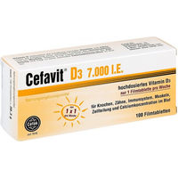 Produktbild von Cefavit Vitamin D3 7000 IE Filmtabletten vegetarisch laktosefrei glutenfrei für Erwachsene und Kinder