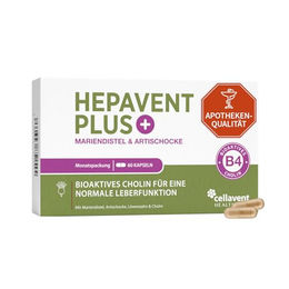 Cellavent Healthcare Hepavent PLUS Kapseln mit Mariendistel Artischocke Löwenzahn vegan laktosefrei und glutenfrei – Bild 1 von 4