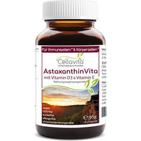 Produktbild von Cellavita Astaxanthin Vita Kapseln mit Vitamin D3 und E vegan glutenfrei 60 Kapseln