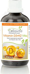 Cellavita Vitamin D3 K2 Vita Tropfen mit 1000 IE und MCT-Öl auf Kokosbasis, 100 ml, vegetarisch und ohne Zusatzstoffe, für Kinder – Bild 1 von 1