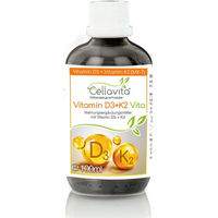 Produktbild von Cellavita Vitamin D3 K2 Vita Tropfen mit 1000 IE und MCT-Öl auf Kokosbasis, 100 ml, vegetarisch und ohne Zusatzstoffe, für Kinder