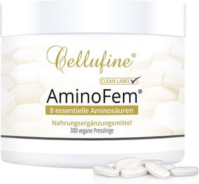 Cellufine AminoFem Aminosäuren Presslinge mit 8 essentiellen Aminosäuren vegan und zuckerfrei 300 Stück – Bild 1 von 2