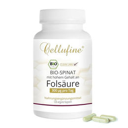 Cellufine Bio-Spinat Folsäure 120 vegane Kapseln glutenfrei laktosefrei für Schwangere und Stillende – Bild 1 von 2