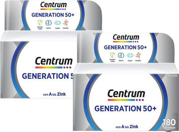 Centrum Generation 50+ Tabletten mit Vitamin D und Vitamin C für Senioren und Erwachsene glutenfrei und laktosefrei 360 Stück – Bild 1 von 1