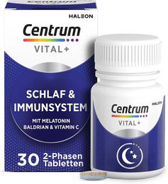 Centrum Vital+ Schlaf & Immunsystem Tabletten mit Melatonin, Vitamin C, Zink und Baldrian für Erwachsene 30 Stück – Bild 1 von 6