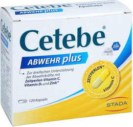 CETEBE Abwehr plus Vitamin C, Vitamin D3 und Zink Kapseln 120 Stück – Bild 1 von 2