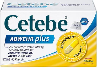 CETEBE Abwehr plus Vitamin C, Vitamin D3 und Zink Kapseln 60 Stück – Bild 1 von 1
