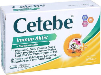 CETEBE Immun Aktiv Tabletten mit Vitamin C, D3, Zink, Selen und Pflanzenextrakten, 30 Stück, vegetarisch, glutenfrei und laktosefrei – Bild 1 von 1
