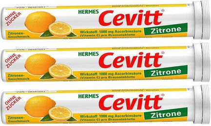 Cevitt Brausetabletten Ascorbinsäure 1000 mg Zitrone glutenfrei und laktosefrei für Erwachsene, Schwangere und Stillende – Bild 1 von 1