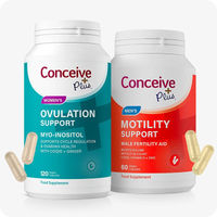 Produktbild von Conceive Plus Motility & Ovulation Pack mit L-Carnitin, Coenzym Q10, Myo-Inositol und Ingwer, 180 Kapseln