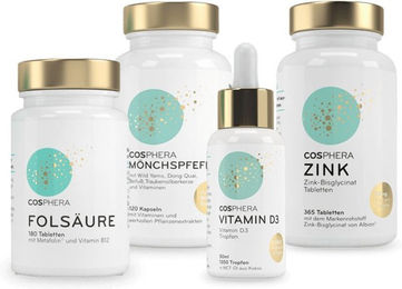 Cosphera 4-in-1 Kinderwunsch Paket vegan und ohne Zusatzstoffe für Frauen, Schwangere und Stillende – Bild 1 von 1